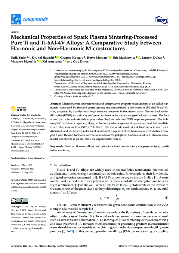 (PDF) Mechanical Properties of Spark Plasma Sintering-Processed Pure Ti ...