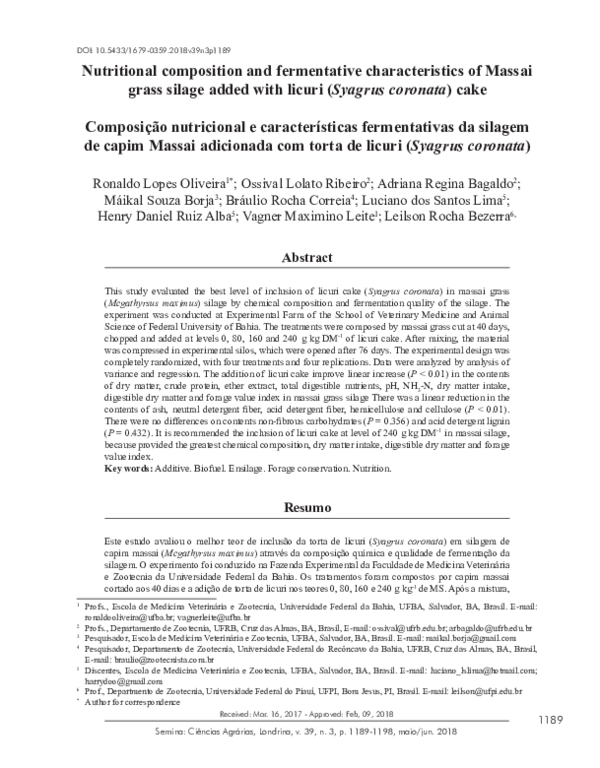 (PDF) Nutritional composition and fermentative characteristics of ...