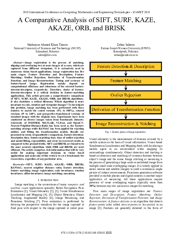 (PDF) A comparative analysis of SIFT, SURF, KAZE, AKAZE, ORB, and BRISK