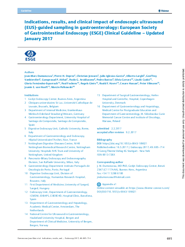 (PDF) Indications, results, and clinical impact of endoscopic
