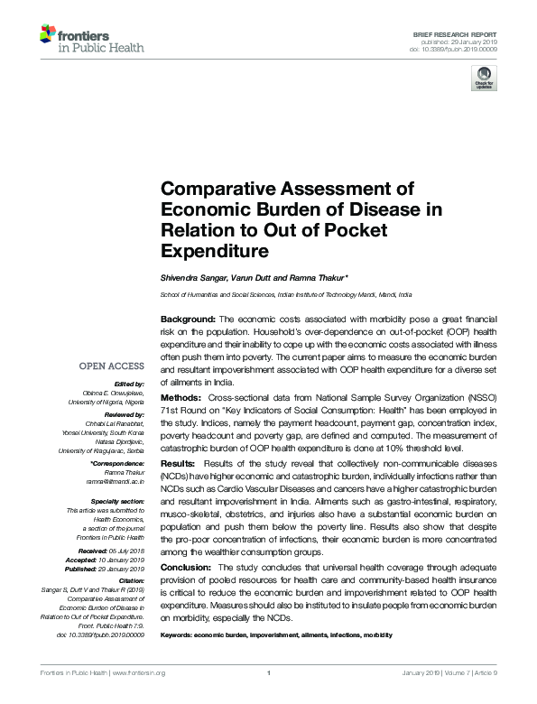 (PDF) Comparative Assessment of Economic Burden of Disease in Relation ...