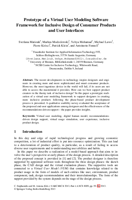 (PDF) Prototype of a Virtual User Modeling Software Framework for ...