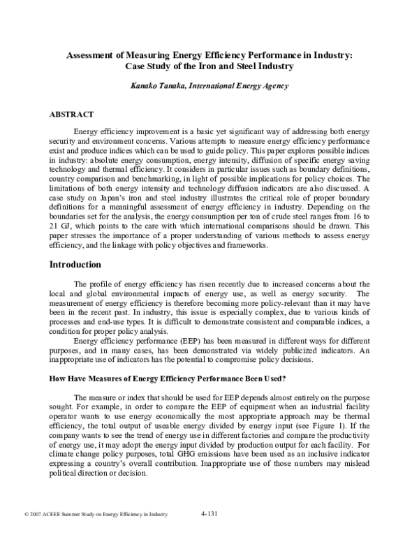 (PDF) Assessment of Measuring Energy Efficiency Performance in Industry ...