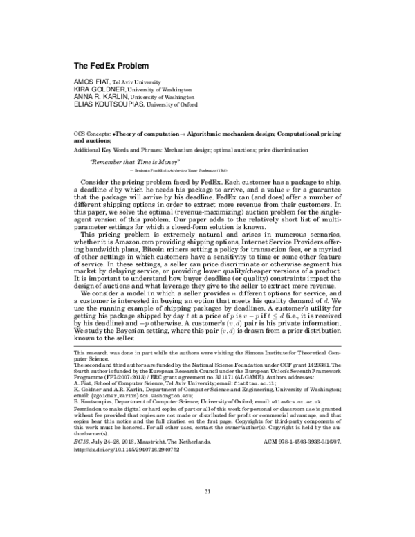 (PDF) The FedEx Problem