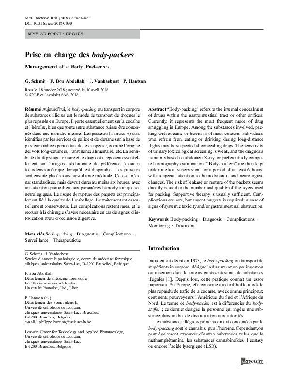 (PDF) Prise en charge des body-packers