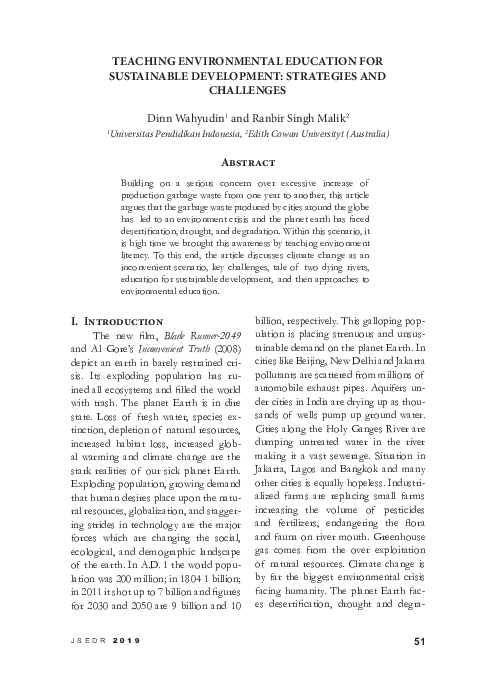 (PDF) Teaching Environmental Education for Sustainable Development ...