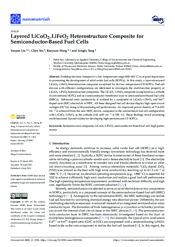 (PDF) Layered LiCoO2–LiFeO2 Heterostructure Composite for Semiconductor ...