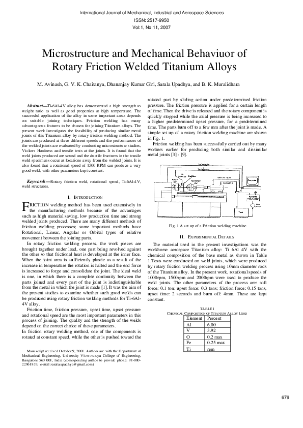 (PDF) Microstructure and Mechanical Behaviuor of Rotary Friction Welded ...