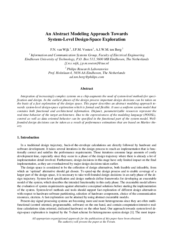 (PDF) An Abstract Modeling Approach Towards System-Level Design-Space ...
