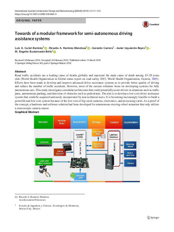 (PDF) Towards of a modular framework for semi-autonomous driving ...