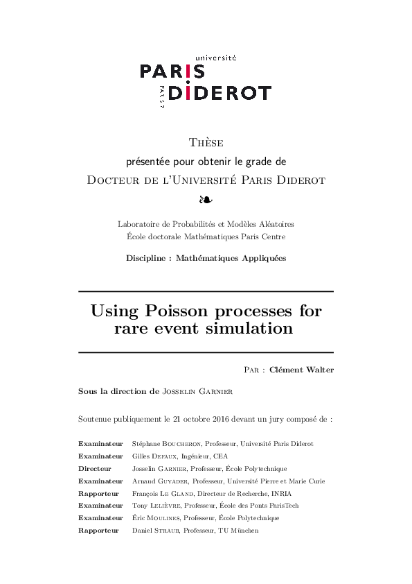 (PDF) Using Poisson processes for rare event simulation