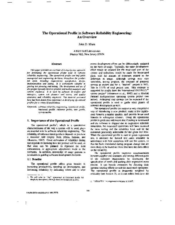 (PDF) The operational profile in software reliability engineering: an ...