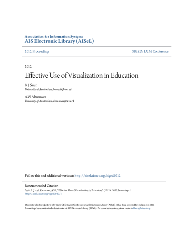 (PDF) Effective Use of Visualization in Education