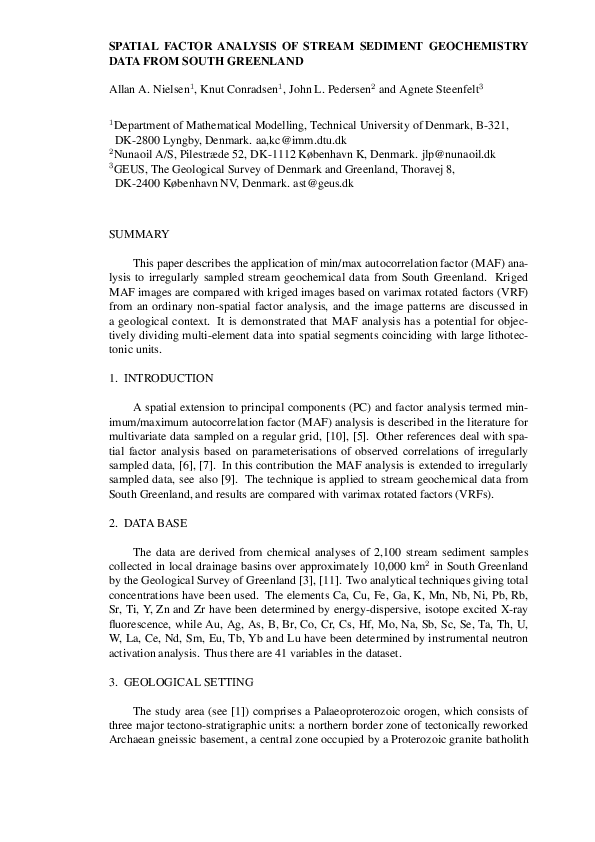 (PDF) Spatial Factor Analysis of Stream Sediment Geochemistry Data from ...