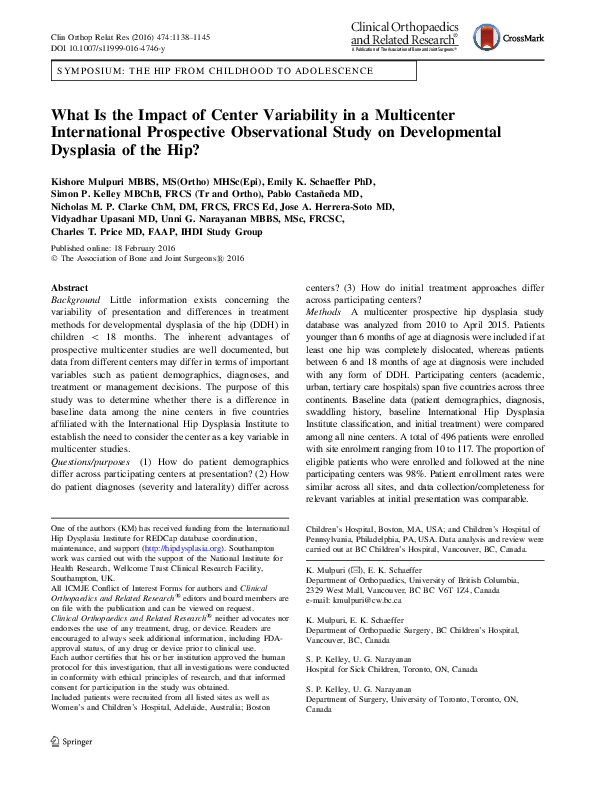 (PDF) What Is the Impact of Center Variability in a Multicenter ...