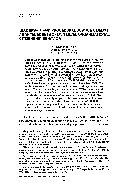 (PDF) Leadership and Procedural Justice Climate as Antecedents of Unit ...