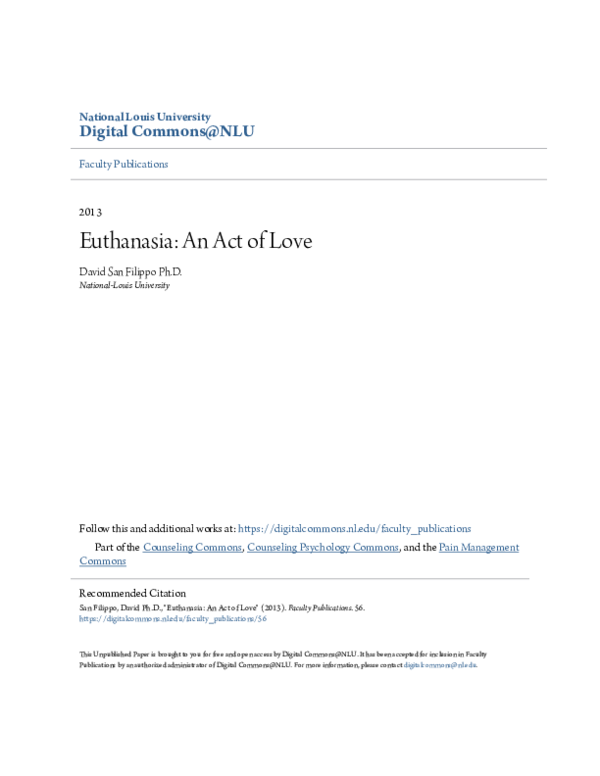 (PDF) Euthanasia - An Act of Love