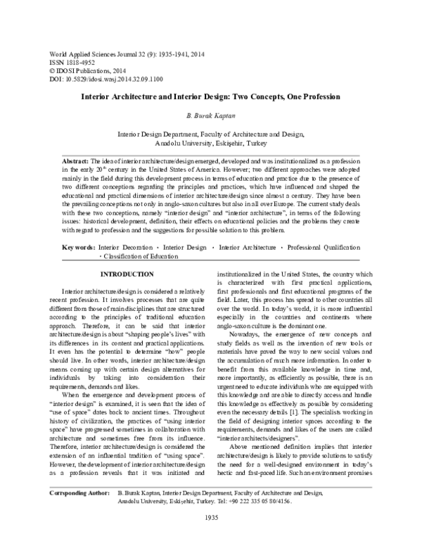 (PDF) Interior Architecture and Interior Design: Two Concepts, One ...