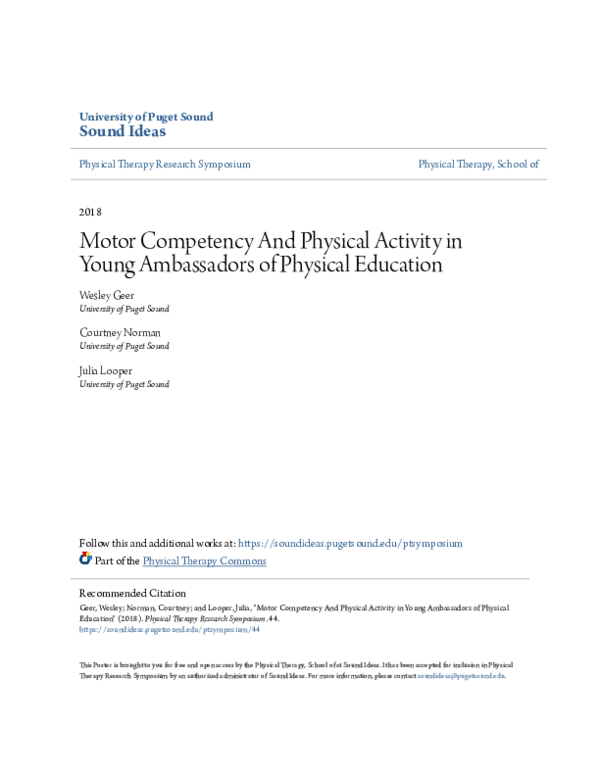 (PDF) Motor Competency And Physical Activity in Young Ambassadors of ...