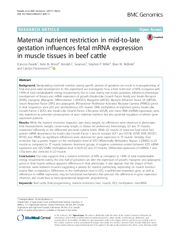 (PDF) Maternal nutrient restriction in mid-to-late gestation influences ...