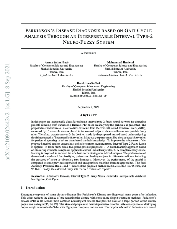 (PDF) Parkinson's Disease Diagnosis based on Gait Cycle Analysis ...
