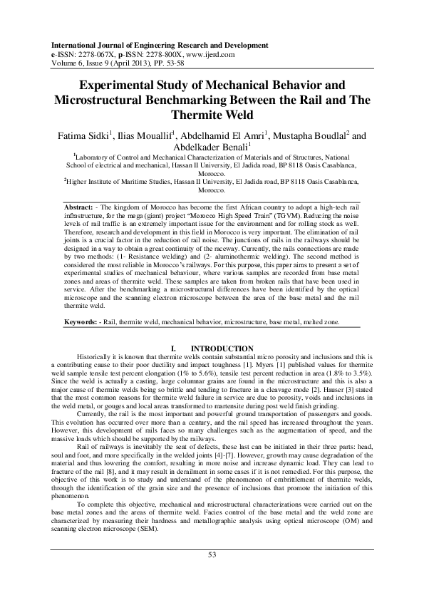 (PDF) Experimental Study of Mechanical Behavior and Microstructural ...