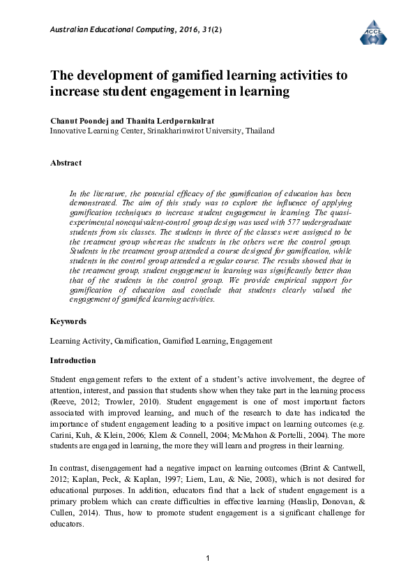 (PDF) The development of gamified learning activities to increase ...