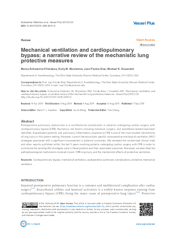 (PDF) Mechanical ventilation and cardiopulmonary bypass: a narrative ...