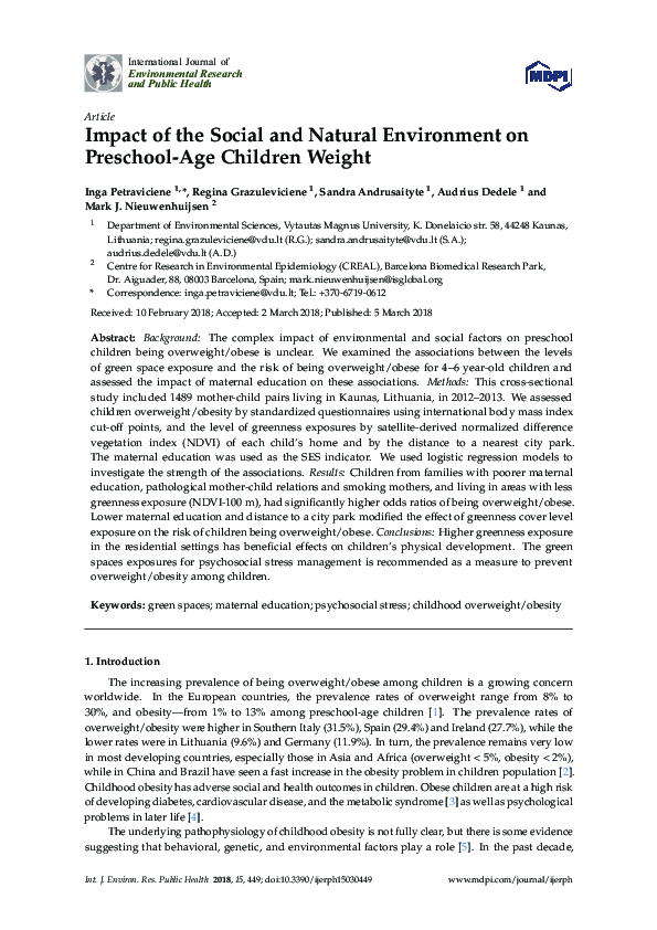 (PDF) Impact of the Social and Natural Environment on Preschool-Age ...