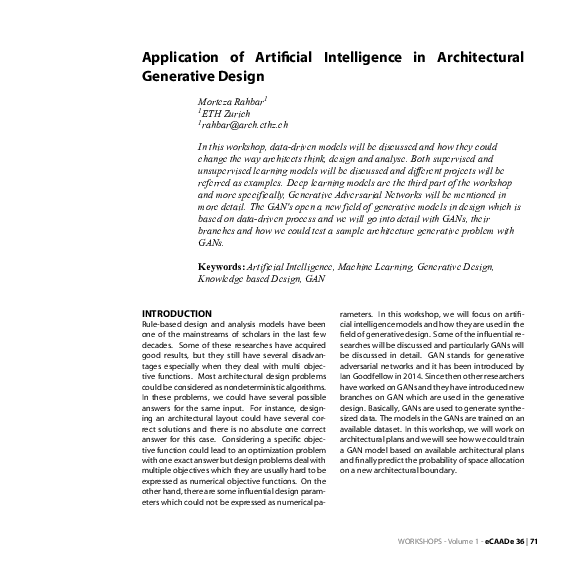 (PDF) Application of Artificial Intelligence in Architectural ...