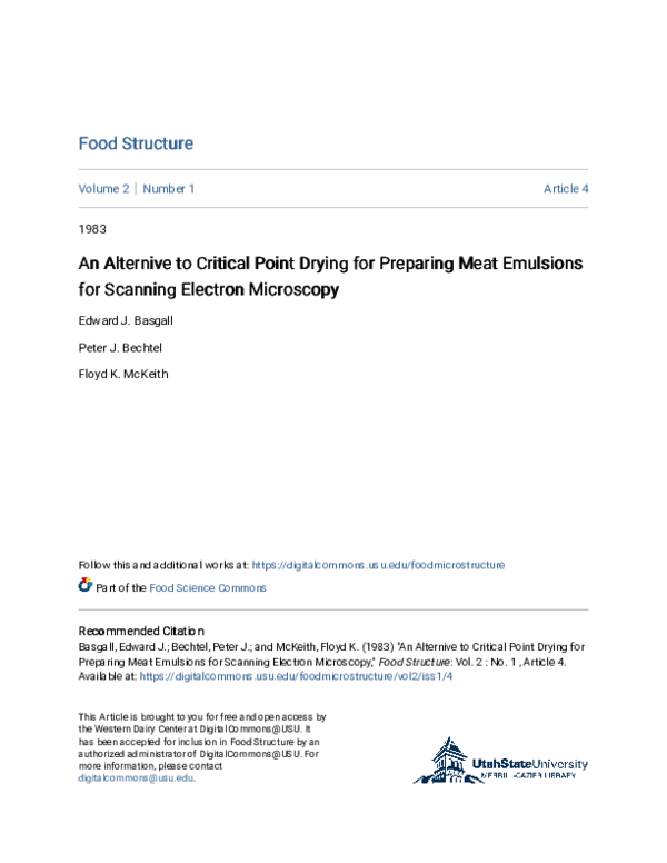 (PDF) An Alternive to Critical Point Drying for Preparing Meat ...
