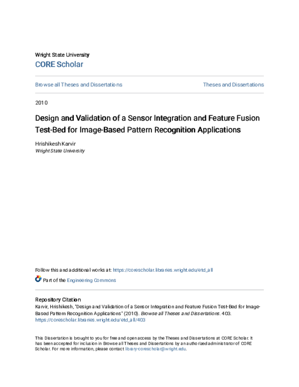 (PDF) Design and Validation of a Sensor Integration and Feature Fusion ...