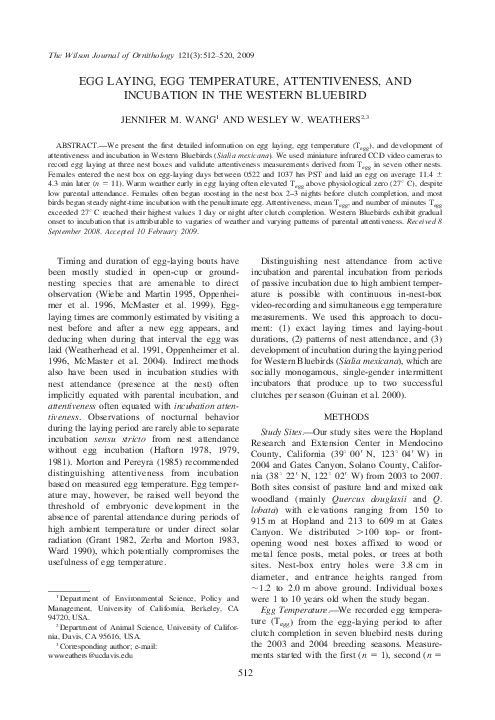 (PDF) Egg laying, egg temperature, attentiveness, and incubation in the