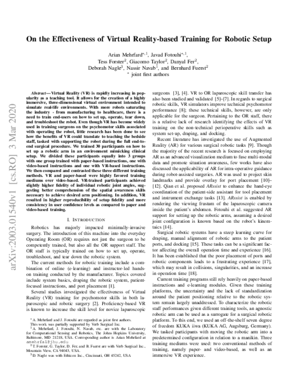 (PDF) On the Effectiveness of Virtual Reality-based Training for ...