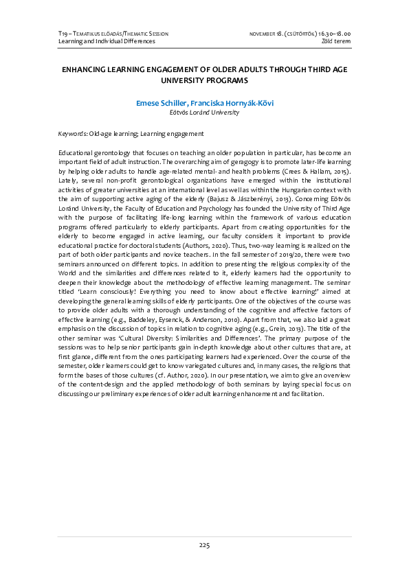 (PDF) ENHANCING LEARNING ENGAGEMENT OF OLDER ADULTS THROUGH THIRD AGE ...