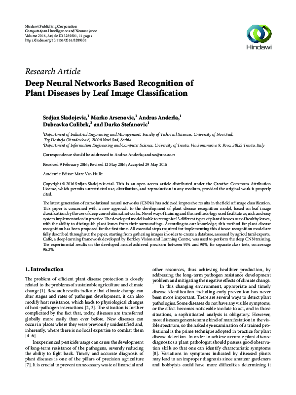 (PDF) Deep Neural Networks Based Recognition of Plant Diseases by Leaf ...