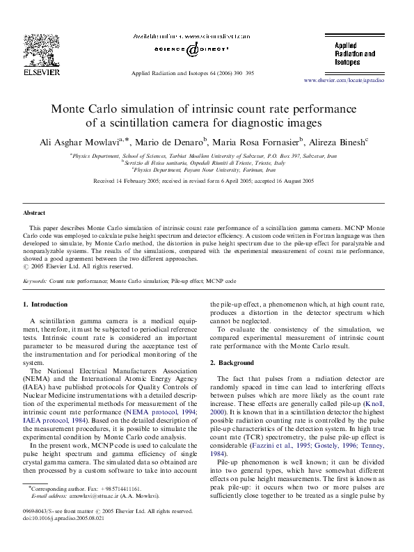 (PDF) Monte Carlo simulation of intrinsic count rate performance of a ...