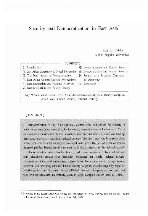 (PDF) Security and Democratization in East Asia
