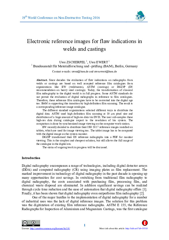 (PDF) Electronic Reference Images for Flaw Indications in Welds and ...