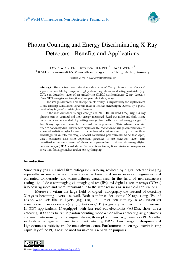 (PDF) Photon counting and energy discriminating x-ray detectors ...