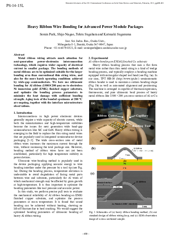 (PDF) Heavy Ribbon Wire Bonding for Advanced Power Module Packages