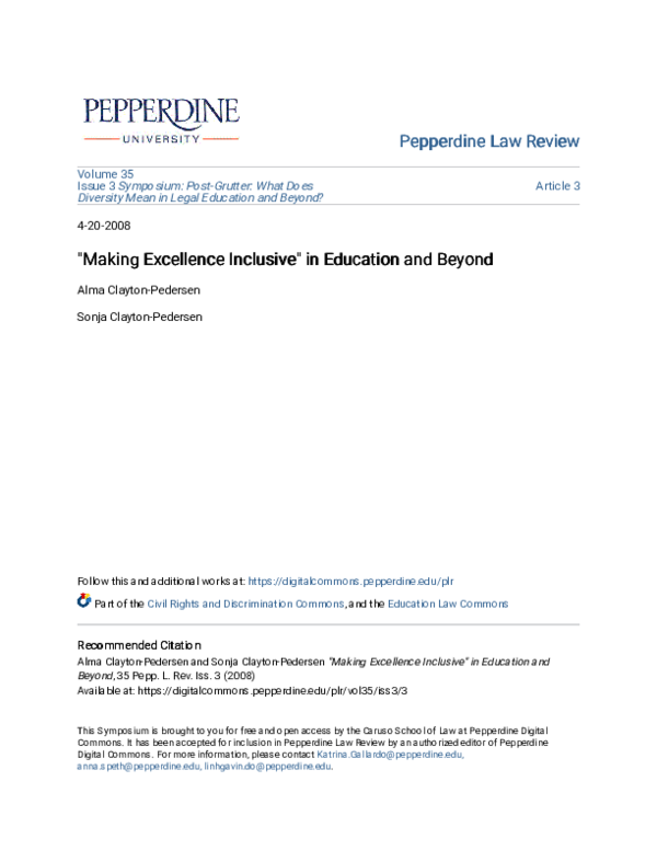 (PDF) Making Excellence Inclusive