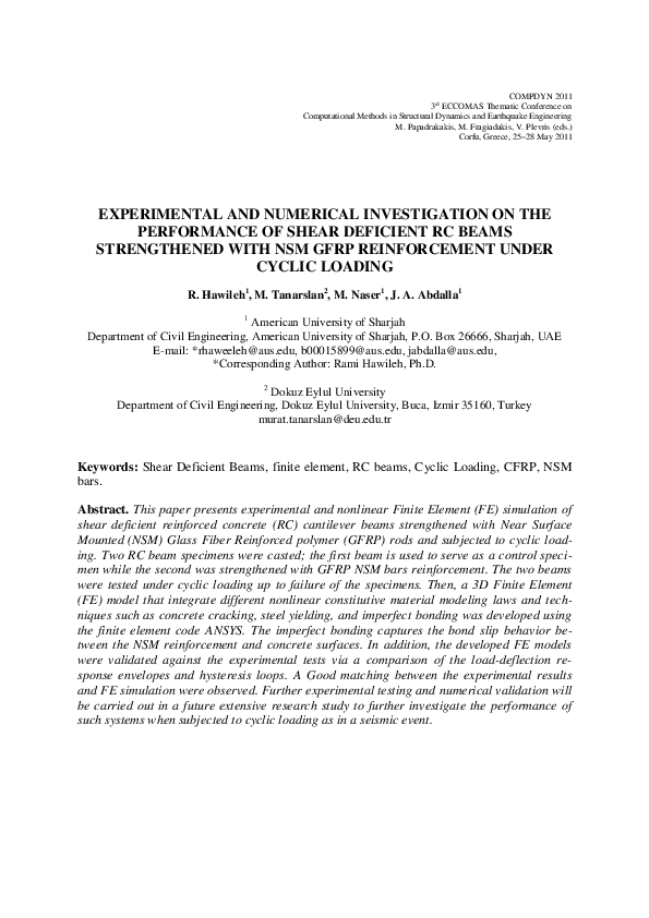 (PDF) Experimental and Numerical Investigation on the Performance of ...