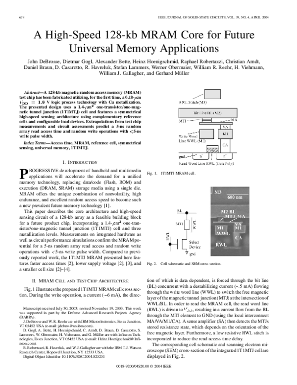 (PDF) A High-Speed 128-kb MRAM Core for Future Universal Memory ...