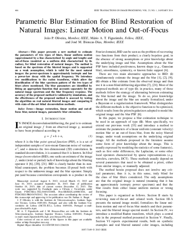 (PDF) Parametric Blur Estimation for Blind Restoration of Natural ...