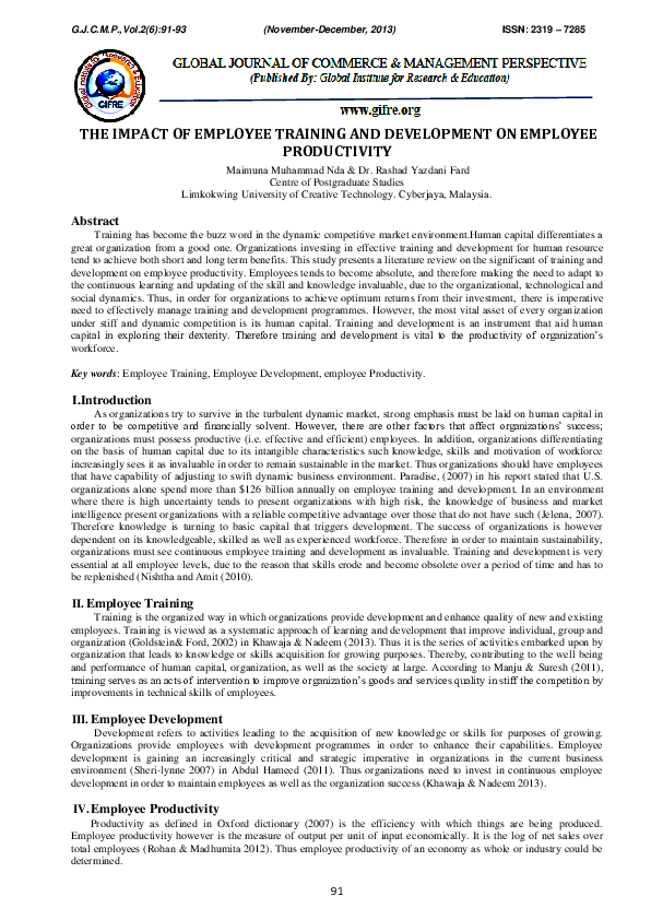 (PDF) THE IMPACT OF EMPLOYEE TRAINING AND DEVELOPMENT ON EMPLOYEE ...