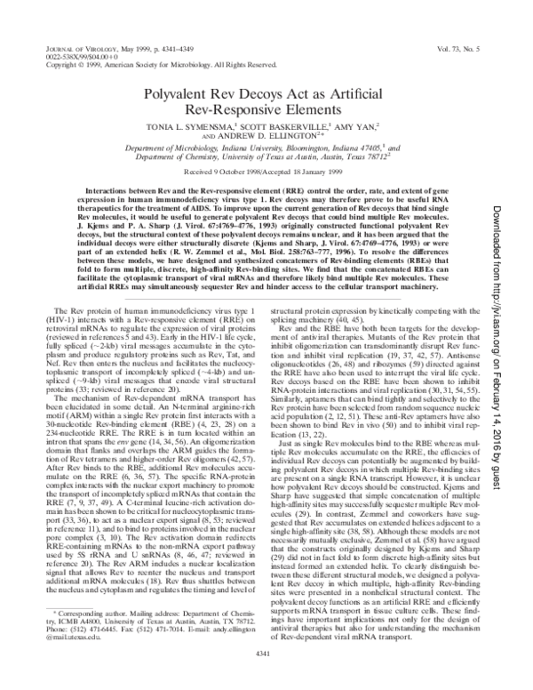 (PDF) Polyvalent Rev decoys act as artificial Revresponsive elements