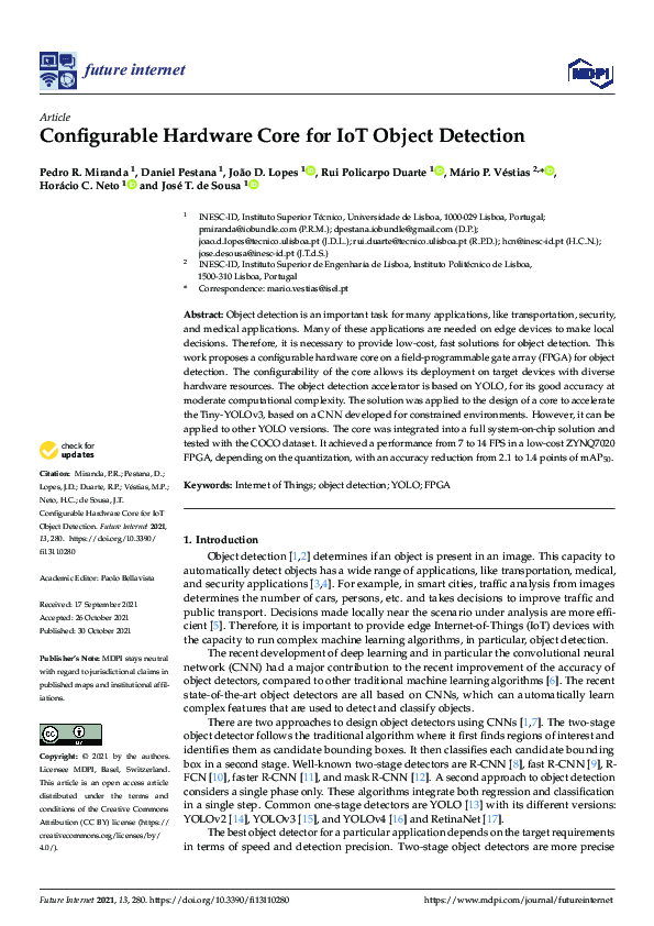 (PDF) Configurable Hardware Core for IoT Object Detection