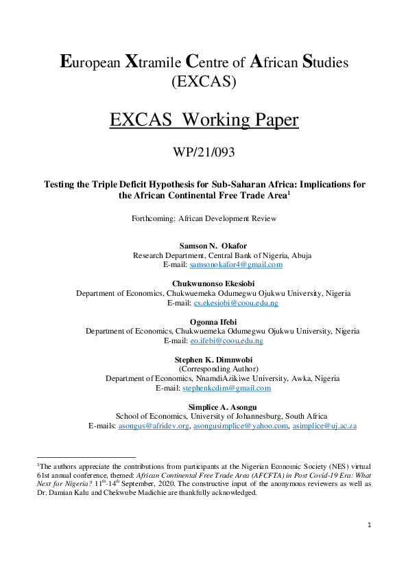 (PDF) Testing the Triple Deficit Hypothesis for Sub-Saharan Africa ...
