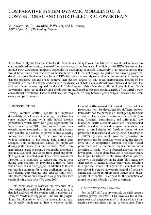 (PDF) Comparative system dynamic modeling of a conventional and hybrid ...